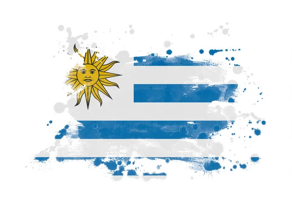 Uruguay Flagga Grunge Målade Bakgrund — Stockfoto