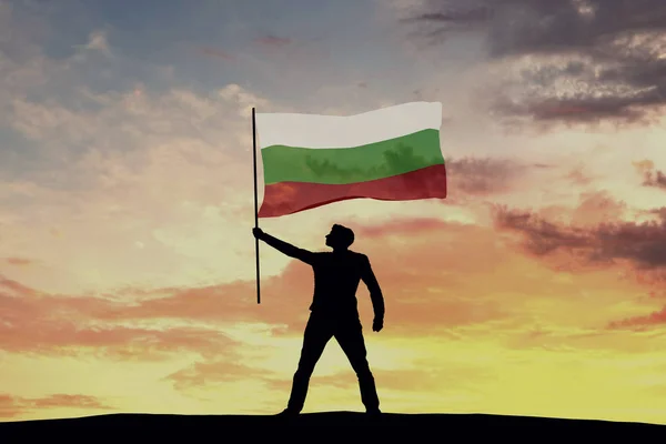 Ανδρική Σιλουέτα Σημαία Βουλγαρίας Απόδοση — Φωτογραφία Αρχείου