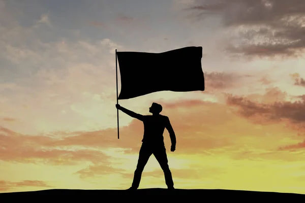 Male Silhouette Figure Waving Flag Rendering — Stock Photo, Image