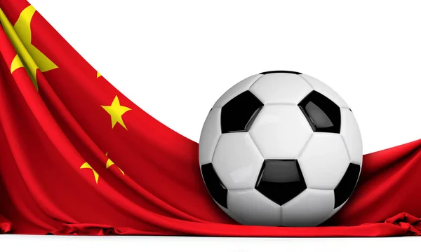 Bola Futebol Bandeira China Antecedentes Renderização — Fotografia de Stock