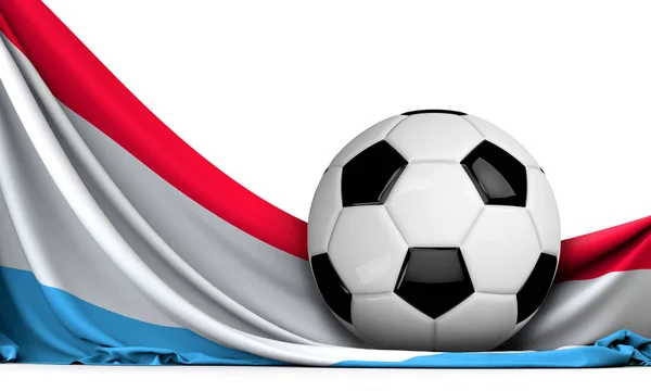 Fussball Auf Der Flagge Von Luxemburg Fußballhintergrund Darstellung — Stockfoto
