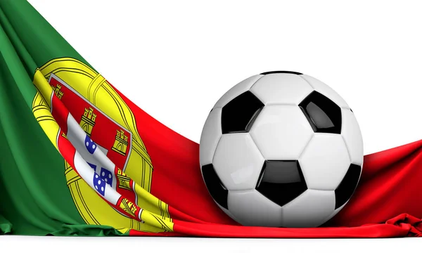 Balón Fútbol Bandera Portugal Fondo Fútbol Renderizado — Foto de Stock