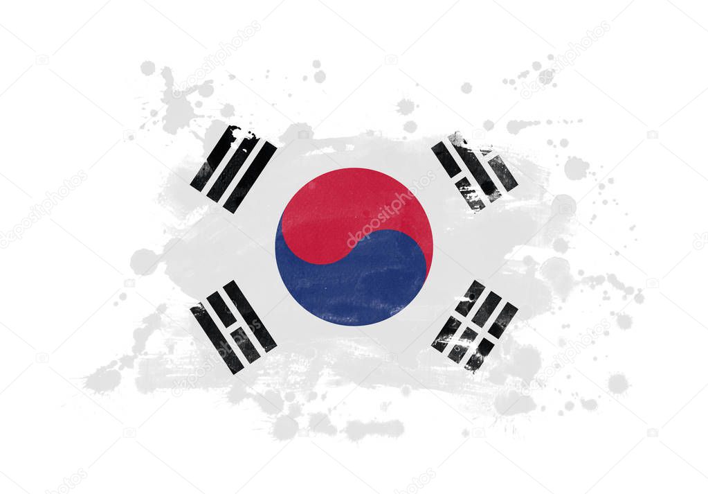South Korea flag grunge painted background