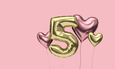 Kalpli 5. yaş günü balonlarınız kutlu olsun. 3d Hazırlama