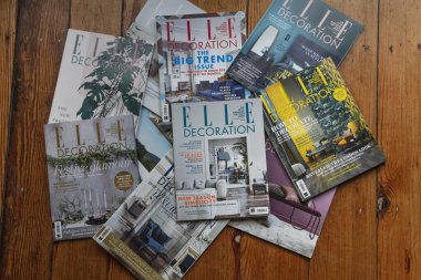 Londra, Uk - 28 Ekim 2019: Elle Dekorasyon Evi ve Moda Dergileri Koleksiyonu