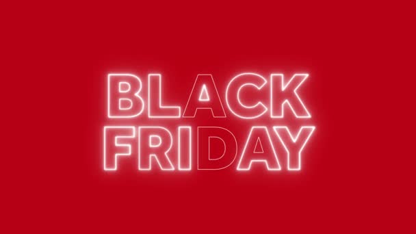 Black Friday Verkauf glühendes Neonlicht Banner — Stockvideo