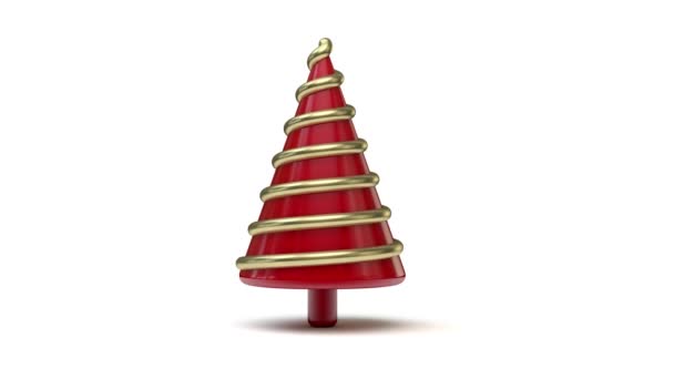 Animated spinning festive christmas tree. 3D Render — Stock Video