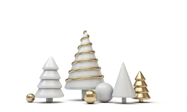 金と白の形をしたお祭りの最小限のクリスマスツリーバナー — ストック写真
