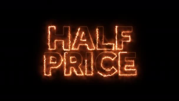 Половина цены пылающие покупки клиренс типа фона — стоковое видео