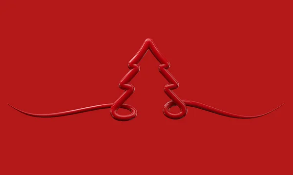 Fondo festivo de forma de árbol de Navidad rojo mínimo. Renderizado 3D —  Fotos de Stock