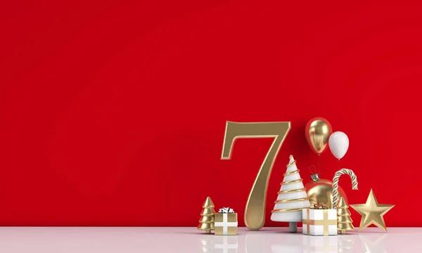 The 12 days of christmas. 7th day festive background. 3D Render — Stock Photo, Image