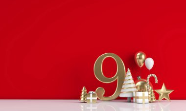Noel 'in 12 günü. 9. gün festivali. 3d Hazırlama