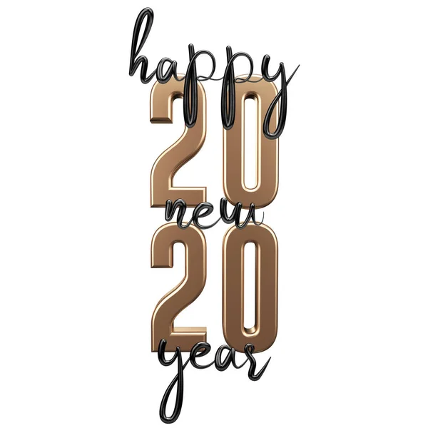 Happy new year 2020 new years eve poster composition. 3D Render — Stock Photo, Image