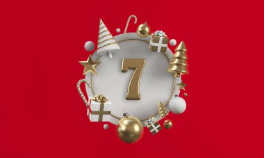 Noel 'in 12 günü. 7. gün şenlik çemberi arka planı. 3d Hazırlama