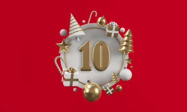 Noel 'in 12 günü. 10. gün şenlik çemberi geçmişi. 3d Hazırlama