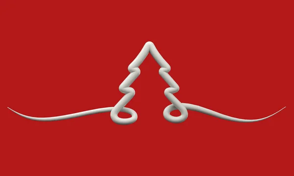 Fehér és piros minimális ünnepi karácsonyfa háttér. 3d Renderelés — Stock Fotó
