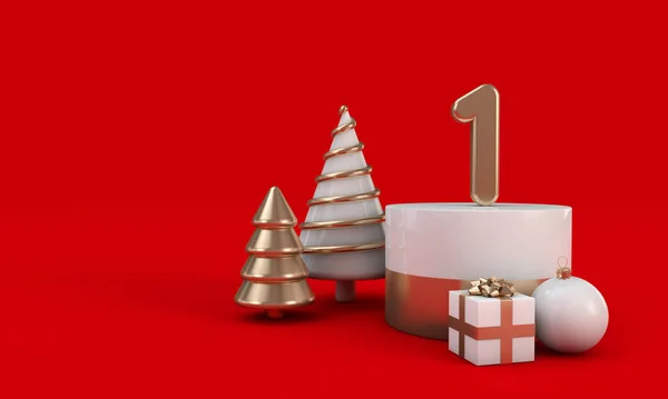 The 12 days of christmas. 1st day festive background. 3D Render — Stock Photo, Image