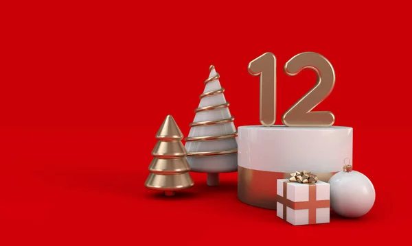 De 12 dagarna av jul. 12: e dagen festlig bakgrund. 3d Uppsägning — Stockfoto