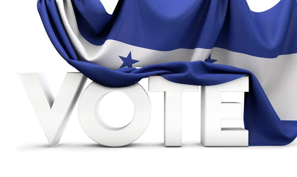 Honduras vota conceito. Voto palavra coberta na bandeira nacional. Renderização 3D — Fotografia de Stock