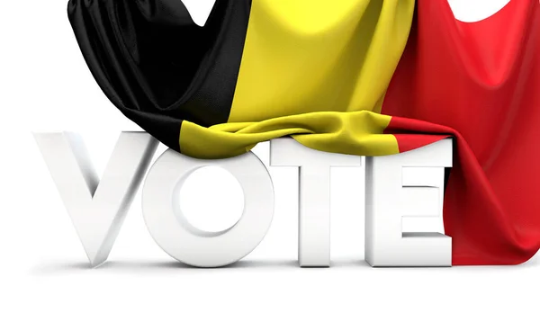 벨기에 투표 제도. 표절은 국기로 덮여 있습니다. 3D 렌더링 — 스톡 사진