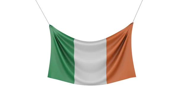 Ireland national flag hanging fabric banner. 3D Rendering — Stock Photo, Image