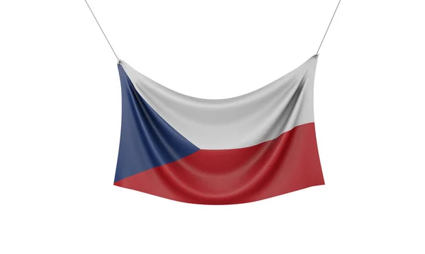 체코 국기 매달려 직물 배너입니다. 3D 렌더링 — 스톡 사진