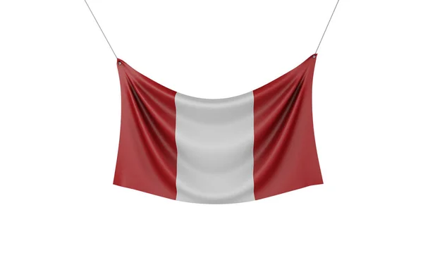 Bandeira nacional do Peru pendurado banner tecido. Renderização 3D — Fotografia de Stock