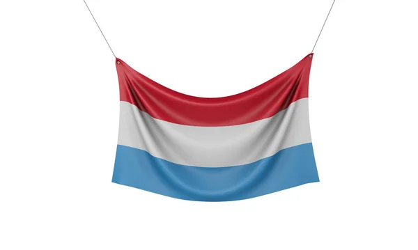 룩셈부르크 국기 매달려 직물 배너입니다. 3D 렌더링 — 스톡 사진