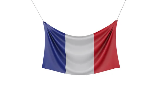 Bandera de tela colgante bandera nacional de Francia. Renderizado 3D —  Fotos de Stock