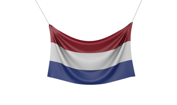 네덜란드 국기 매달려 직물 배너입니다. 3D 렌더링 — 스톡 사진