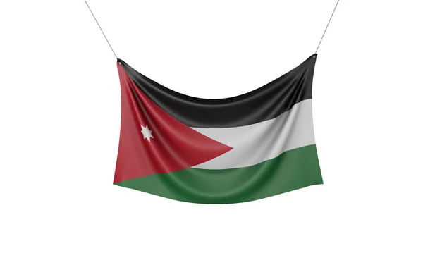 Bandeira nacional da Jordânia pendurado banner tecido. Renderização 3D — Fotografia de Stock