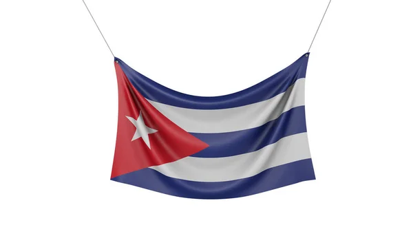Cuba nationale vlag opknoping stof banner. 3D-rendering — Stockfoto
