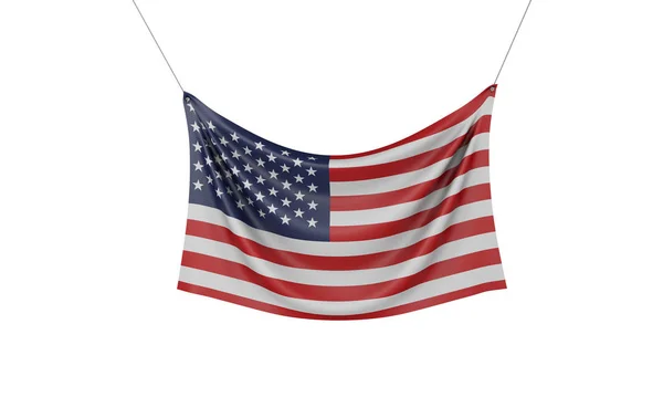 Drapeau national des États-Unis pendaison bannière en tissu. Rendu 3D — Photo