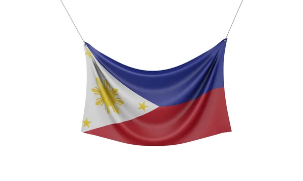 Bandera de tela colgante de bandera nacional de Filipinas. Renderizado 3D — Foto de Stock