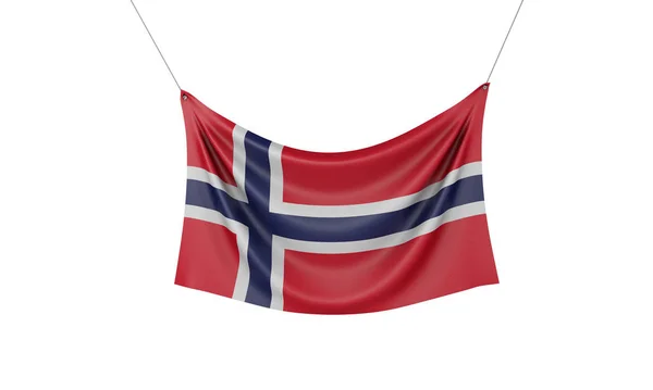 Norway national flag hanging fabric banner. 3D Rendering — Stock Photo, Image