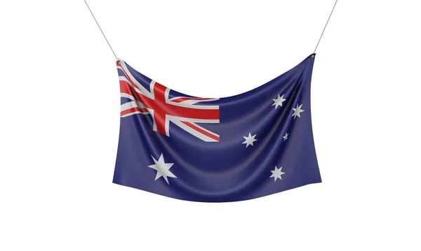 Australische Nationalflagge hängt an einem Stoffbanner. 3D-Darstellung — Stockfoto