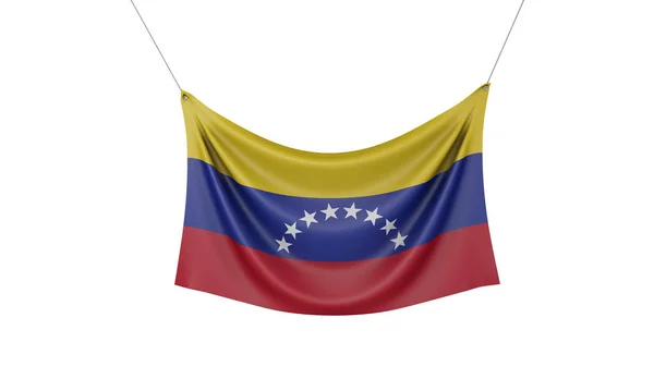 व्हेनेझुएला राष्ट्रीय ध्वज फाशी फॅब्रिक बॅनर. 3D रेंडरिंग — स्टॉक फोटो, इमेज