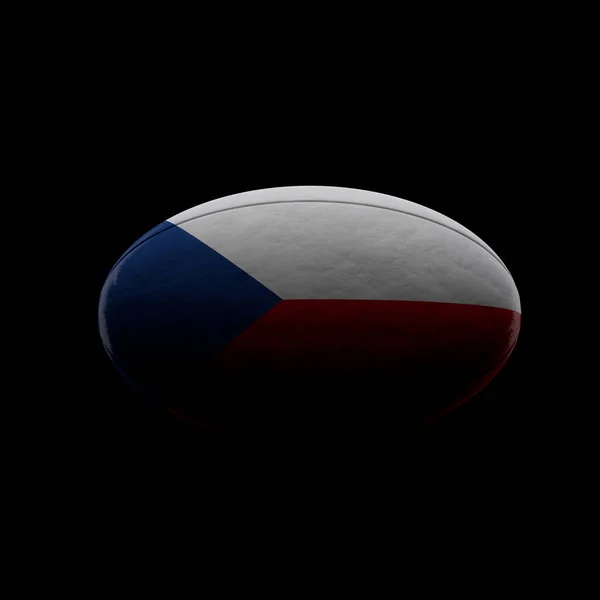 シーテック共和国は黒を背景にラグビーボールをフラグします。3Dレンダリング — ストック写真