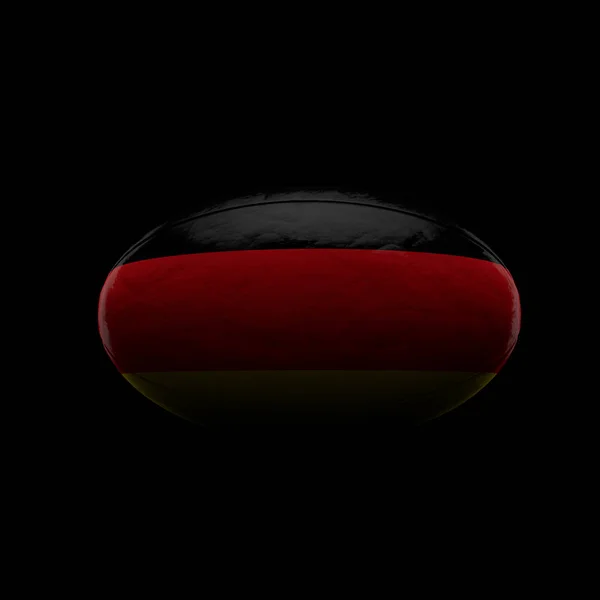 Deutschland Flagge Rugby Ball vor schwarzem Hintergrund. 3D-Darstellung — Stockfoto