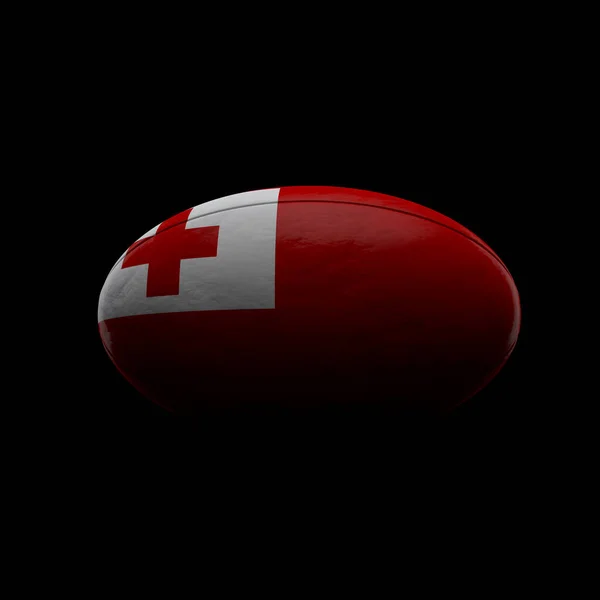 Tonga flag rugby ball against black background. 3D Rendering — 스톡 사진
