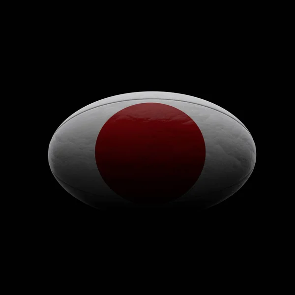 Bandeira do Japão bola de rugby contra fundo preto. Renderização 3D — Fotografia de Stock