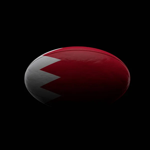 Bahrain flag rugby ball against black background. 3D Rendering — 스톡 사진