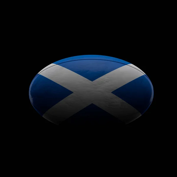Шотландский флаг регби мяч на черном фоне. 3D рендеринг — стоковое фото