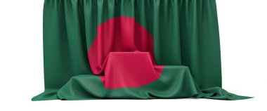 Bangladeş bayrağı yarışmayı kazananların podyumuna asıldı. 3d Hazırlama