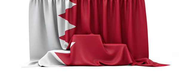 Bahrain flag draped over a competition winners podium. 3D Render — 스톡 사진