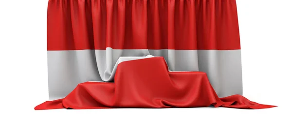 Austria flag draped over a competition winners podium. 3D Render — 스톡 사진