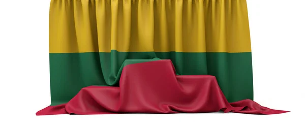 Lithuania flag draped over a competition winners podium. 3D Render — 스톡 사진