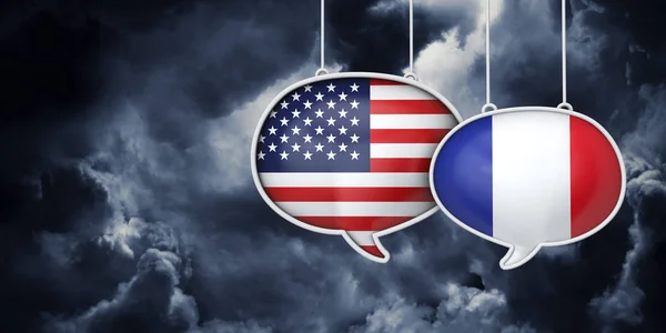 Communication États-Unis et France. Négociations commerciales. Rednering 3D — Photo