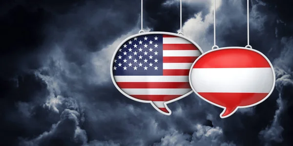 USA and Austria communication. Trade negotiation talks. 3D Rednering