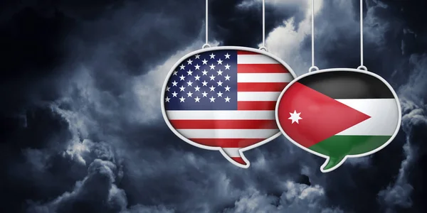 USA and jordan communication. Trade negotiation talks. 3D Rednering